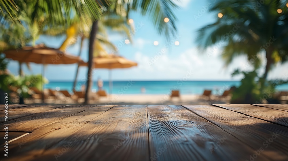 Aufkleber empty summer holidays background horizontal travel banner for advertising product wooden table top i