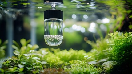 Glass hangon CO2 aquarium drop checker for monitoring optimal carbon dioxide amount in planted tank : Generative AI