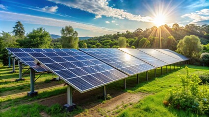 Solar panels powering a station in a natural setting, solar, technology, nature, energy, renewable, green