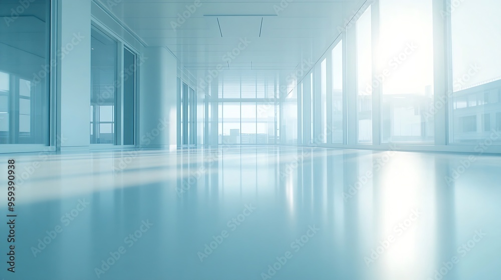 Poster abstract blurred modern workspace background white indoor interior office or hospital with window an