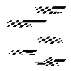 Abstract black checkered patterns set