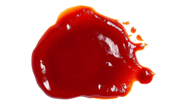 Wet stain of red tomato ketchup isolated