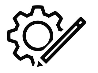 Gear with pencil,Settings vector icon. customize illustration sign. mechanical symbol.