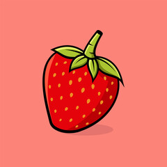 Strawberry vector illustration. Suitable for design element of fresh strawberry fruit.