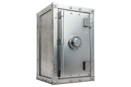 Metallic safe with combination lock Door Representing Security Protection isolated on transparent white background, clipping path