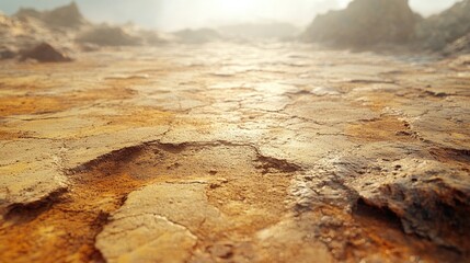 Close-Up of a Textured Earthy Surface with Cracks and Rough Patterns in a Natural Outdoor Setting