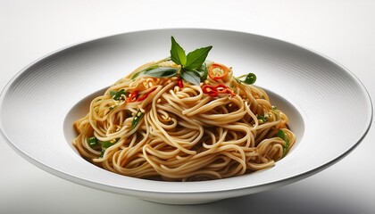 Spicy soba with white background isolated
