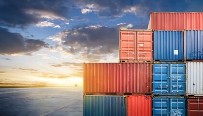 Fototapeta premium Global Trade Illustration with Shipping Containers Encircling the World, Representing International Commerce, Import and Export Business, and Worldwide Shipping Routes , Minimalist