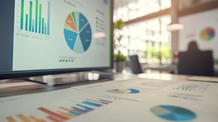 Data Analysis Charts Graphs Office Desk Computer