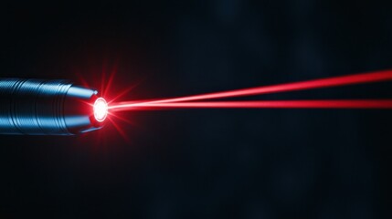 Fototapeta premium Red Laser Beam from a Flashlight on a Black Background