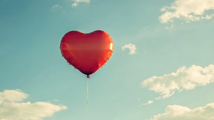 Fototapeta premium A red heart-shaped balloon floating in the air