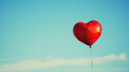 Fototapeta premium A red heart-shaped balloon floating in the air