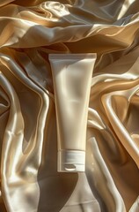 Cream Tube on Silk Fabric