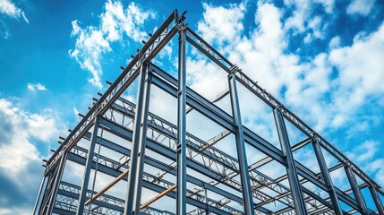 A steel frame being erected for a new building