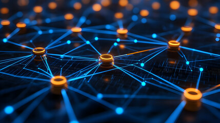 Abstract Network Connections Digital Technology Data Flow Cyber Security Blockchain