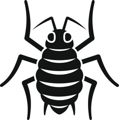 Black and white vector icon of a mite, a small arachnid with a rounded body and eight legs, known for its role as a pest and disease vector