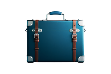 Blue Vintage Suitcase with Leather Straps