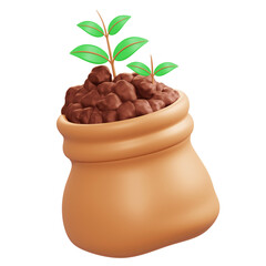 3d icon plant in sand of bag isolated background