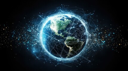 Planet Earth with digital connections, representing global business technology