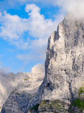 View towards Mount Lamsen Spitze. Karwendel Mountains near Eng Alpe in Tyrol. Austria