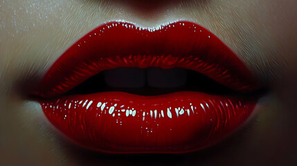 Obraz premium Close up Red Lips with Glossy Finish