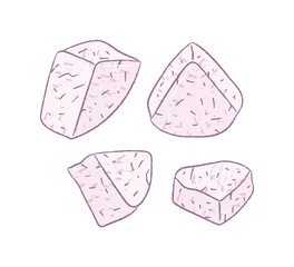 Chopped raw purple taro cubes 