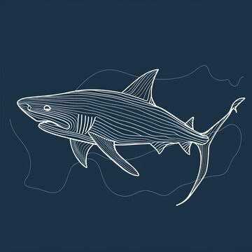 recommend clip art: Shark fish in continuous line art drawing style 