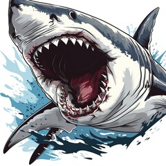 Shark with open mouth - vector image. Attacking 