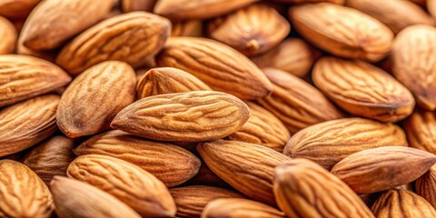 Close-up macro shot of whole almonds, showcasing their texture and natural colors, almonds, close up, macro, food, healthy, snack