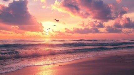 Sunrise over beach backgrounds