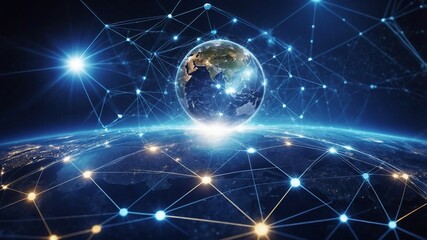 Obraz premium グローバルネットワークと通信技術が支えるインターネットビジネスの未来