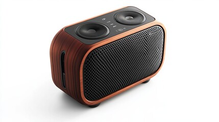 Wooden Bluetooth Speaker with Black Grille and Two Drivers