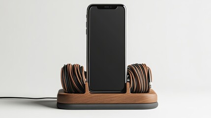 Wooden Smartphone Charging Stand with Cable Management