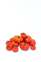 Beefsteak tomatoes, isolated on white. Top view and side view. Also call tomat labu in Indonesia