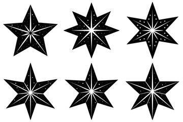 A set of black Christmas star silhouettes