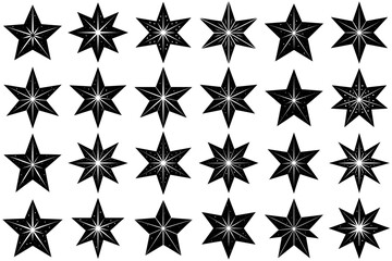 A set of black Christmas star silhouettes