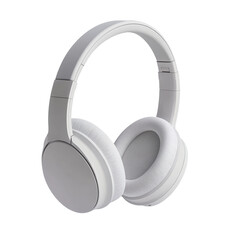 White wireless headphones on white background