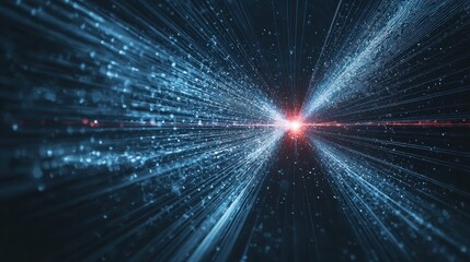 Fototapeta premium Abstract Blue and Red Light Streaks and Glowing Particles Background