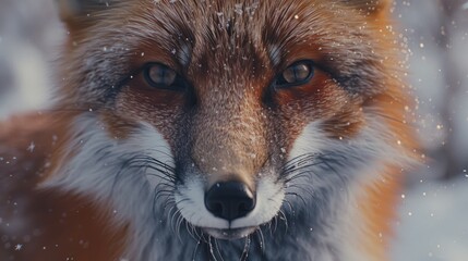 Fototapeta premium A close-up photograph of a fox in the snow