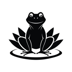 beautiful frog an amazing water flower silhouette illustration vector's