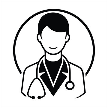 recommend clip art: Doctor Icon with Stethoscope. Nurse logo, medical and health care hospital patient examination vector illustration outline