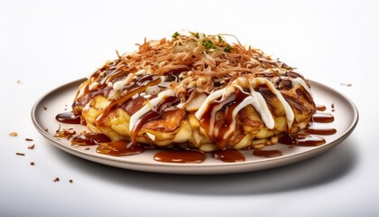 Okonomiyaki with white background isolated
