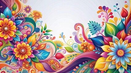 Obraz premium Colorful abstract floral patterns with flowing shapes, vibrant, colorful, abstract, floral, patterns, shapes, flow