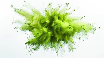 Fototapeta premium green powder explosion on white background 