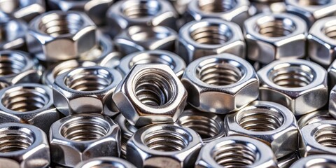Close up of chrome inbus nuts background, chrome, inbus nuts, metal, shiny, close-up, tools, equipment