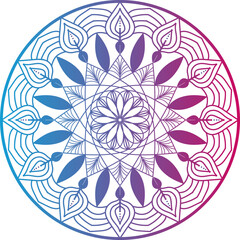 Mandala Line Illustration, colorful mandala design, gradient mandala