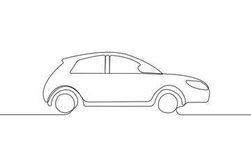 Hand-drawn car continuous line art drawing. Vector illustration