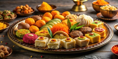 Plate of traditional Indian sweets for Diwali celebrations, Diwali, Indian, sweets, plate, festive, celebration, traditional