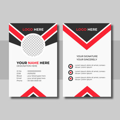 Elegant red and black colors and  white background ID card design template
