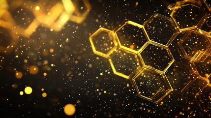 Abstract gold background with hexagons